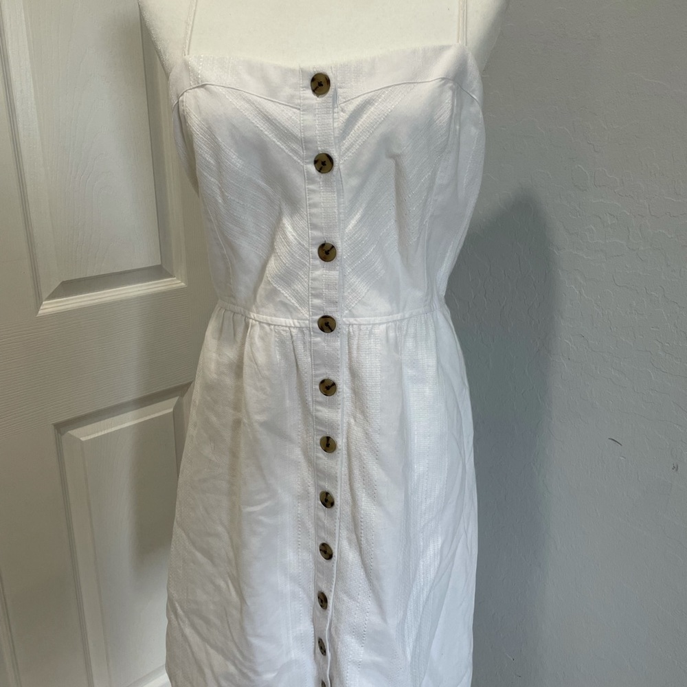 White Button-Down Midi Dress